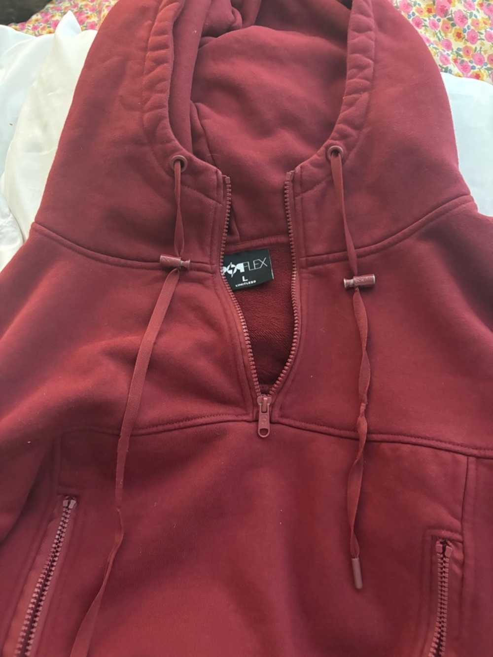 POPFLEX Crimson Half-Zip warmup Hoodie - Picture 5 of 9